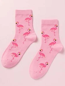 Pink Flamingo Crew Socks Funny Socks for Women Novelty Socks Funky Socks Gift - Picture 1 of 3