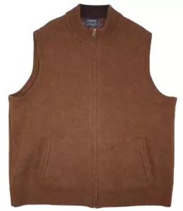 Pendleton 100% Shetland Wool Sweater Jumper Vest Full Zip Washable Brown Men XXL - Picture 1 of 8