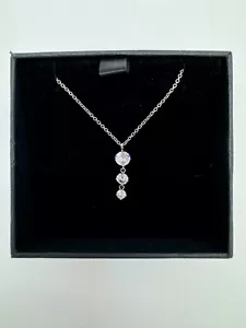 Nine West Silver Three Stone Cubic Zirconia Daphne Necklace - Picture 1 of 6