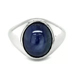 Natur Burma Blue Star Saphir 11,71 Karat Set in 14K Weißgold Herren Ring - Bild 1 von 4