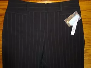 NEW WOMEN'S APT. 9 BLACK STRIPED DRESS PANTS SIZE 8 MSP $48.00 INSEAM 32.5 - Picture 1 of 5