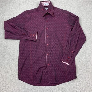 George's Dress Shirt Men's 15-15.5 34/35 Long Sleeve Burgundy Cotton Blend - Picture 1 of 7