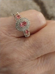Mahenge Spinel, White Zircon Blossom Embrace Ring/18KVermeil RG/Sterling - Picture 1 of 24