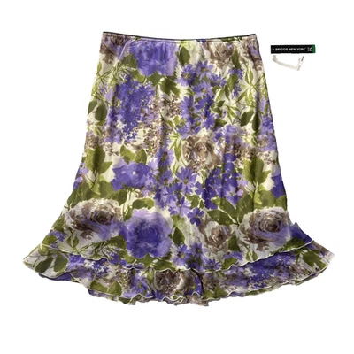 Falda Midi Briggs New York Años 90 Floral Púrpura Hadas Casa Preppy Pequeña Nueva con Etiquetas Foto 1 de 4