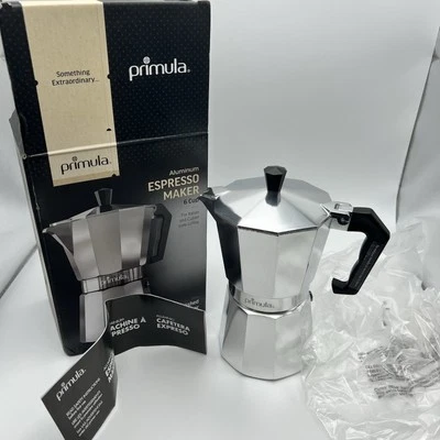 Cafetera espresso Primula de aluminio de 6 tazas de aluminio plateado pulido Foto 1 de 4