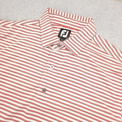 Camisa polo de golf FootJoy para hombre L roja marfil punta elástica rendimiento Foto 1 de 4