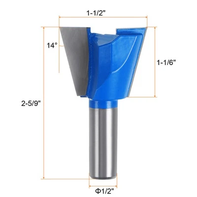 1/2" Shank 1-1/2" Dia Tungsten Carbide Dovetail Joint Bit Dovetail Router Bit * - Image 1 of 4