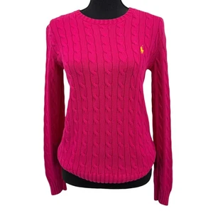 Ralph Lauren Sport Cable Tejido Rosa Algodón Cuello Redondo Manga Larga M - Imagen 1 de 8