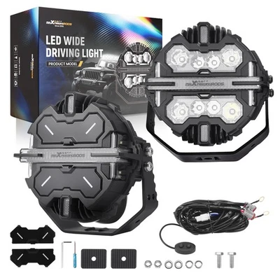 3.5/5/7inch maXpeedingrods LED Driving Light Spot Beam & Side Shooter RGB DRL - Image 1 of 4