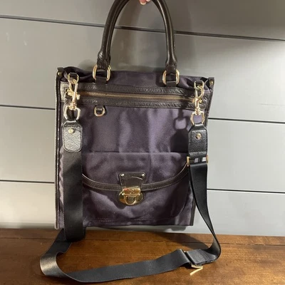 JPK Paris 75 Azul Marino Nylon Bolso Plano Hobo Bolso Cartera Bolso de Mano Correa de Cuero Usado en Excelente Condición Foto 1 de 4