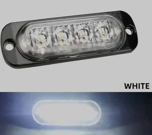 Strobe 4 LED Bright WHITE Oval Flashing Warning Truck Trailer Marker Backup Side - Picture 1 of 7