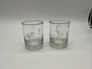 2 Eislaufen Low Ball Gläser Olympia Kanada Goldrand 4" T - Bild 1 von 5