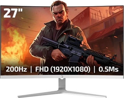 GAMEPOWER Weiß Curved Monitor 27 zoll 200Hz FullHD Bildschirm Lautsprecher T50 - Bild 1 von 4