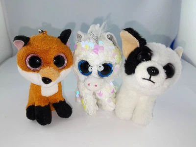 3 Ty Boos / Flippables Plüschtier Schlüsselanhänger Diamond Slick & Marcel - Bild 1 von 4