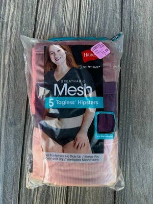 Paquete de 5 hipsters de malla transpirable sin etiquetas Hanes para mujer talla 13/5X Foto 1 de 4
