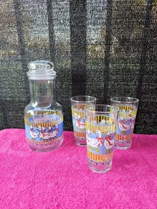 Landgänse Kanister Glas Trinkgeschirr Karaffe mit 3 Trinkgläsern Tasse Vintage - Bild 1 von 5