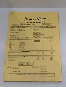 Home And Away original rehearsa/location schedule 1996 - Picture 1 of 10