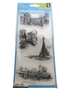 Inkadinkado Travel Sketches Clear Stamps London Paris Venice New York Eifel - Picture 1 of 1