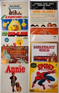Lot of 11 Kid's Vintage 12" Vinyl Spider Man Sesame Street Sound of Music Hobbit - Picture 1 of 5