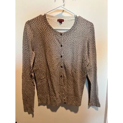 Cárdigan suéter Merona talla M para mujer gris punto usado en excelente estado ropa de trabajo de algodón manga larga Foto 1 de 4