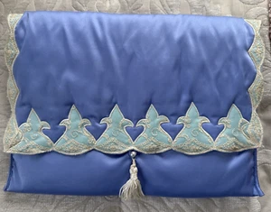 Vintage NATORI Immergrün Satin Dessous Tasche Spitzenborte, Perlenknopf & Quaste - Bild 1 von 7