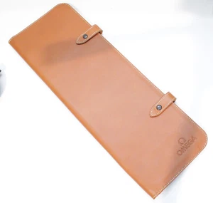 Reloj Omega o Cronógrafo Bolsa de Viaje Carpeta Soporte Cuero Genuino Raro - Imagen 1 de 8