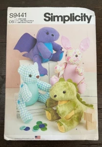 Juguetes de peluche Simplicity S9441 R11289 dragón dinosaurio conejito 13 pulgadas sin cortar - Imagen 1 de 3