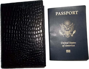 Cocodrilo Impreso Cuero Pasaporte Estuche Cartera Tarjeta de Crédito Porta Pasaporte - Imagen 1 de 12
