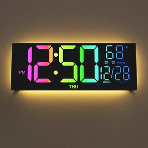 Digital Wall Clock Large Display, 13" Large Digital Wall Clock with RGB Color Re - Picture 1 of 6