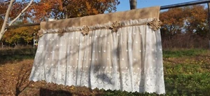 Custom Romantic Rustic burlap Kitchen Valance burlap flowers Decor - Bild 1 von 8