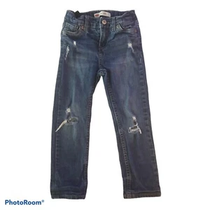 LEVIS Jeans Girls Size 4 REG Medium Blue Denim Distressed Boyfriend - Picture 1 of 4