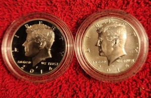 2014 p + d silver Kennedy half dollars in acrylic capsules - Picture 1 of 2