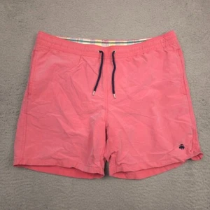 Brooks Brothers Swim Trunks Mens Medium Pink Plaid Lined Drawstring Shorts - Picture 1 of 10