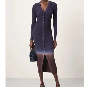 STAUD Shoko Dress Size 6 Womens Ombre Blue Brown Fade BodyCon Sweater Dress - Picture 1 of 10