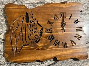 Wood Wall Clock Tiger Hand Made From Scratch/classic Wall Clock / Clock For Gift - Picture 1 of 1