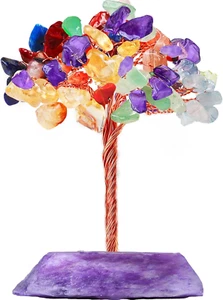 7 Chakra Tree,Healing Crystal Tree of Life,5 Inch Natural Reiki Crystals and Hea - Picture 1 of 12