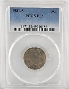 1931-S Buffalo Nickel PCGS F12 Nice for Low Ball Registry (586) - Picture 1 of 2