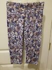 Sonoma Women Cropped Leggings Blue Lilacs Print Size Small