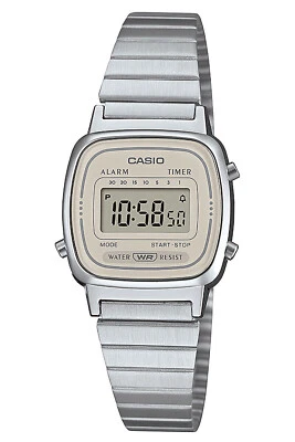 CASIO Vintage Mini Orologio Da Donna Digitale Argento/Beige Chiaro LA670WEA-8AEF - Immagine 1 di 3