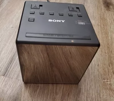 Sony ICF-C17 FM/AM Cube Black Alarm Clock Radio LCD Display Mirror Tested - Image 1 of 4