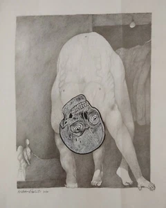 Restituto Paris. Dibujo Lápiz, Tinta, Collage. S/T. Puerto Rican Art.Signed,2020 - Imagen 1 de 2