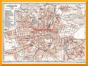 Chemnitz +100 Jahre alter  Stadtplan+ Hilbersdorf, Kassberg, Kappel, Altendorf - Bild 1 von 3