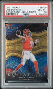 2021 Panini Select Joe Burrow Gold Prizm Sensations PSA 10 - Picture 1 of 3