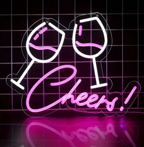 Neon LED Licht Cheers Schild BarRoom USB Getränke Wein Cocktails Weihnachtsgeschenk - Bild 1 von 5