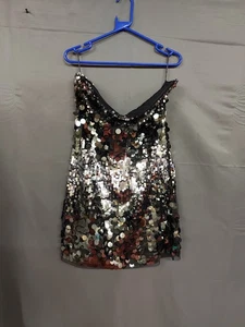 NEXT schwarz & silber trägerloses Paillettenkleid Gr. 16 - Bild 1 von 3