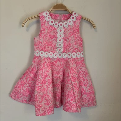Vestido Lilly Pulitzer Niñas Mini Idala Rosa Flor Foxy Llama 5 Preppy Foto 1 de 4