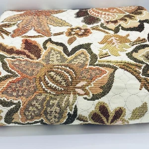 VTG Autumn Floral Upholstery Fabric 56x162" Jacquard Tapestry Retro Brown Rust - Picture 1 of 8
