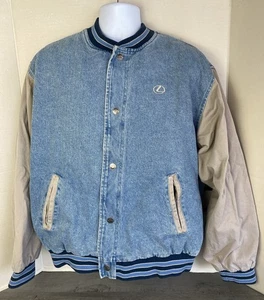 Vintage 90s Port Authority Lexus Denim Bomber Jacket Men’s Size XL - Picture 1 of 16