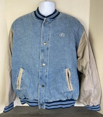 Vintage 90s Port Authority Lexus Denim Bomber Jacket Men’s Size XL - Image 1 of 4