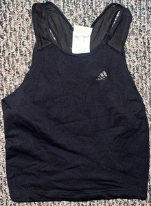 VINTAGE Adidas Tank Top Womens M Black ClimaLite Workout Racerback Athletic! 🍀 - Picture 1 of 11